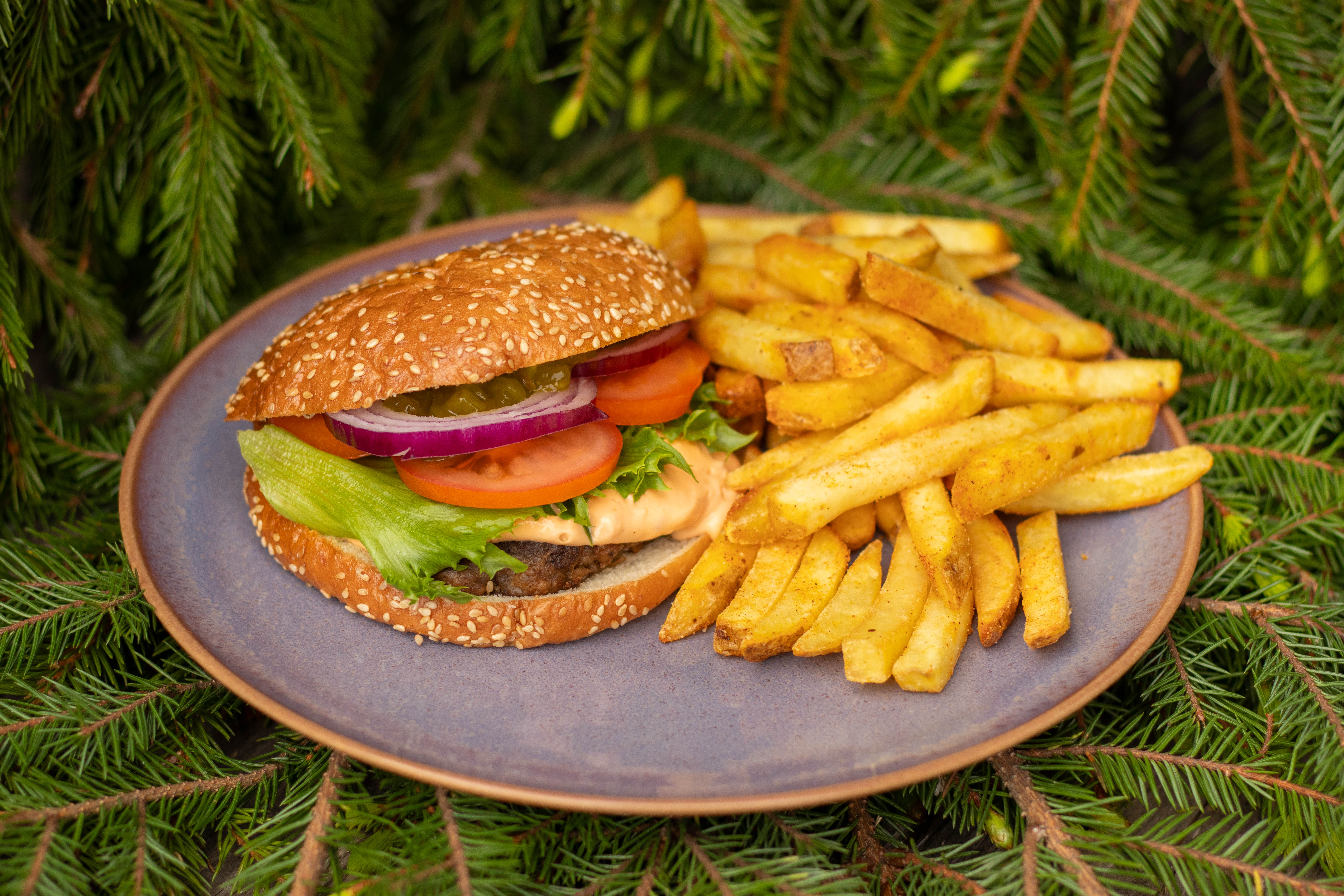 Pikku possu burger ranskalisilla